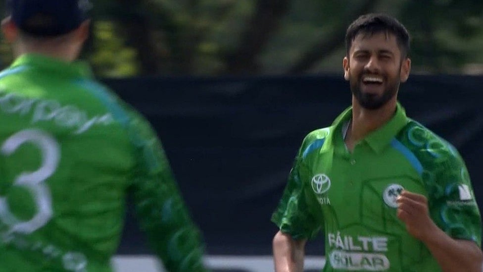 Jai Moondra marks his international debut with his first wicket for Ireland.