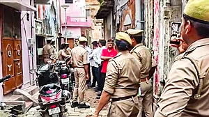 A search operation at the residence of an accused in Ayodhya, 28 June