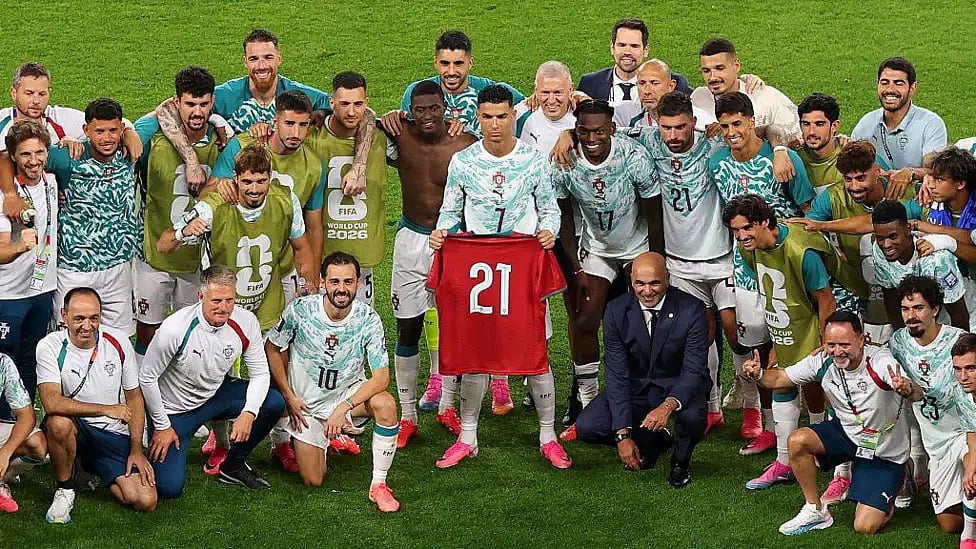 Ronaldo slipped on No.21 shirt, which Diogo Jota wore, after their win over Croatia