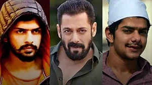 Gangster Anmol Bishnoi (R), actor Salman Khan and Anmol's brother Lawrence Bishnoi