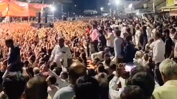 A video screengrab of the farmers' sit-in in Morbi