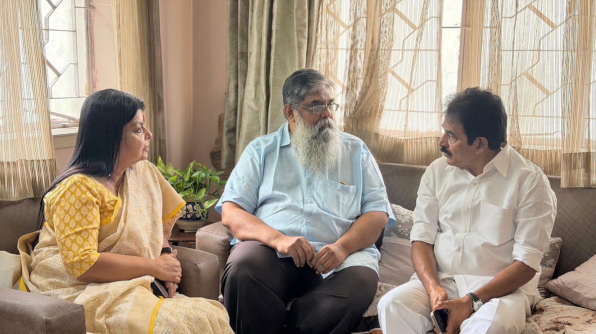 Former The Telegraph editor R Rajagopal with K.C. Venugopal