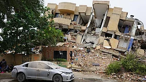 A damaged building in Venezuela.