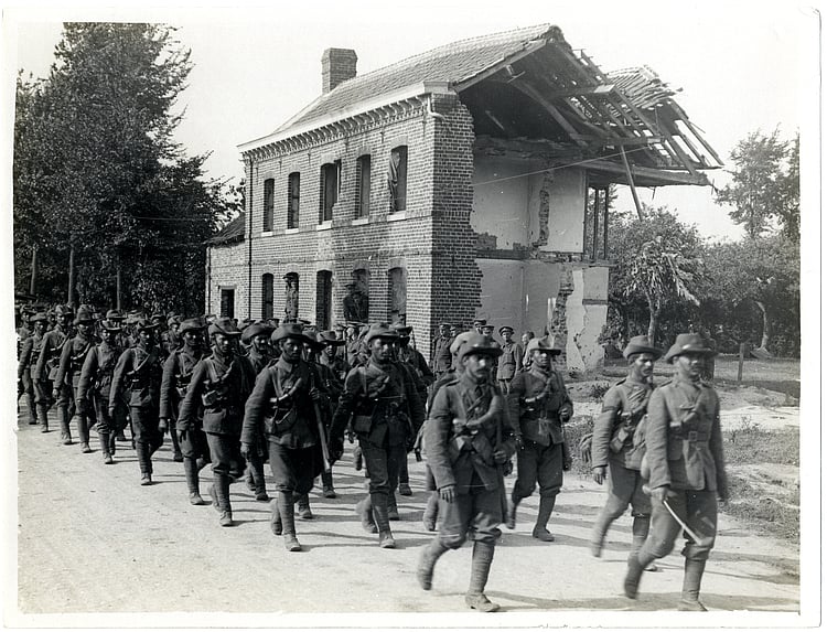 39th Garhwal Rifles marching in France