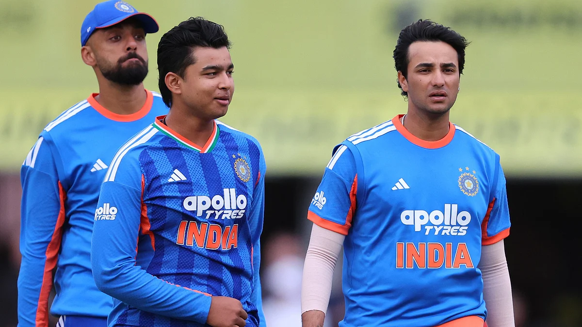 Vaibhav Sooryavanshi, Abhishek Sharma and Varun Chakaravarthy in Manchester.
