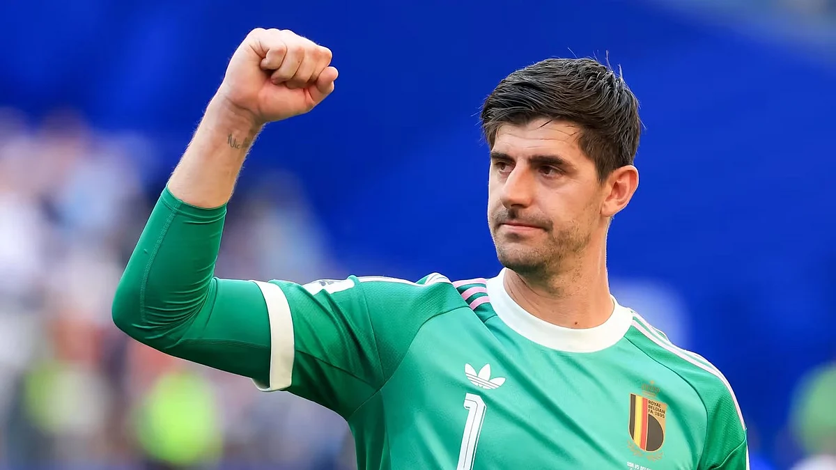 Standing tall: Courtois has had 333 caps for Spanish giants Real Madrid