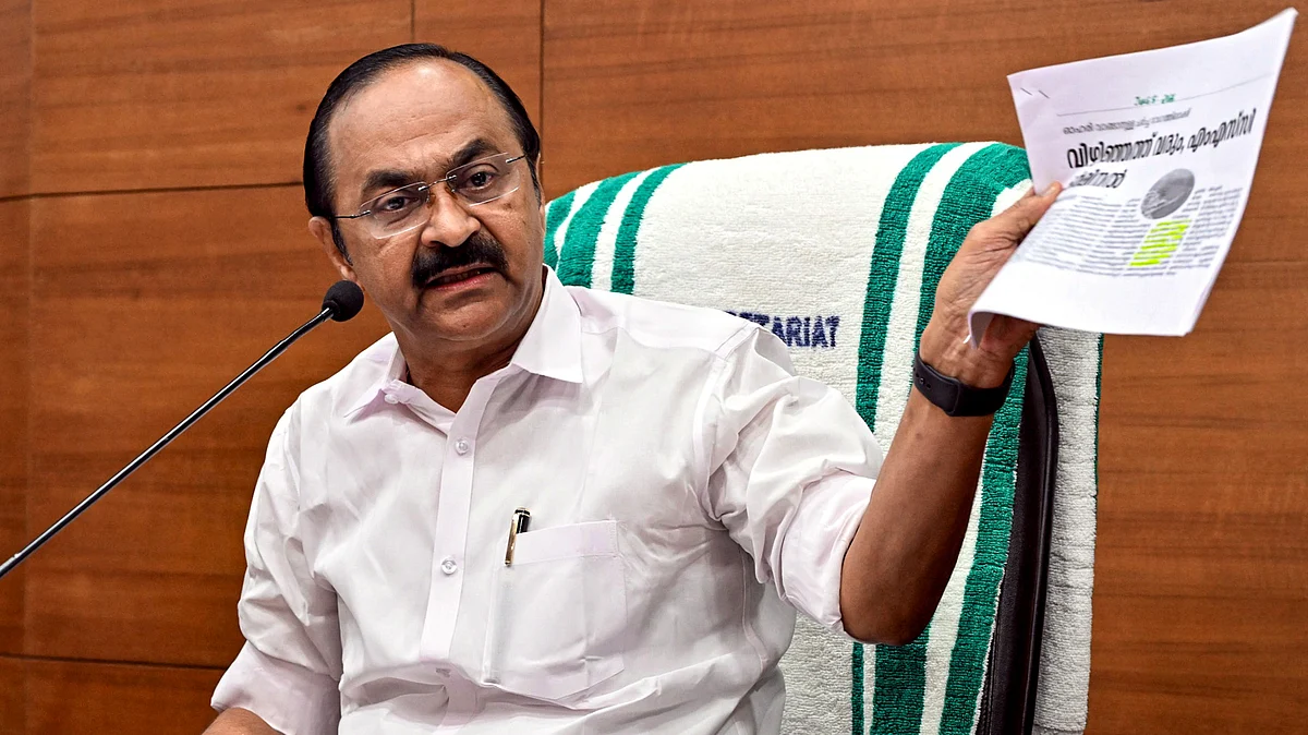Kerala CM V.D. Satheesan addresses a press conference in Thiruvananthapuram.