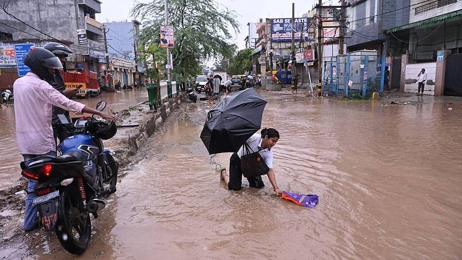 Monsoon havoc: Delhi on red alert as heavy rain floods roads