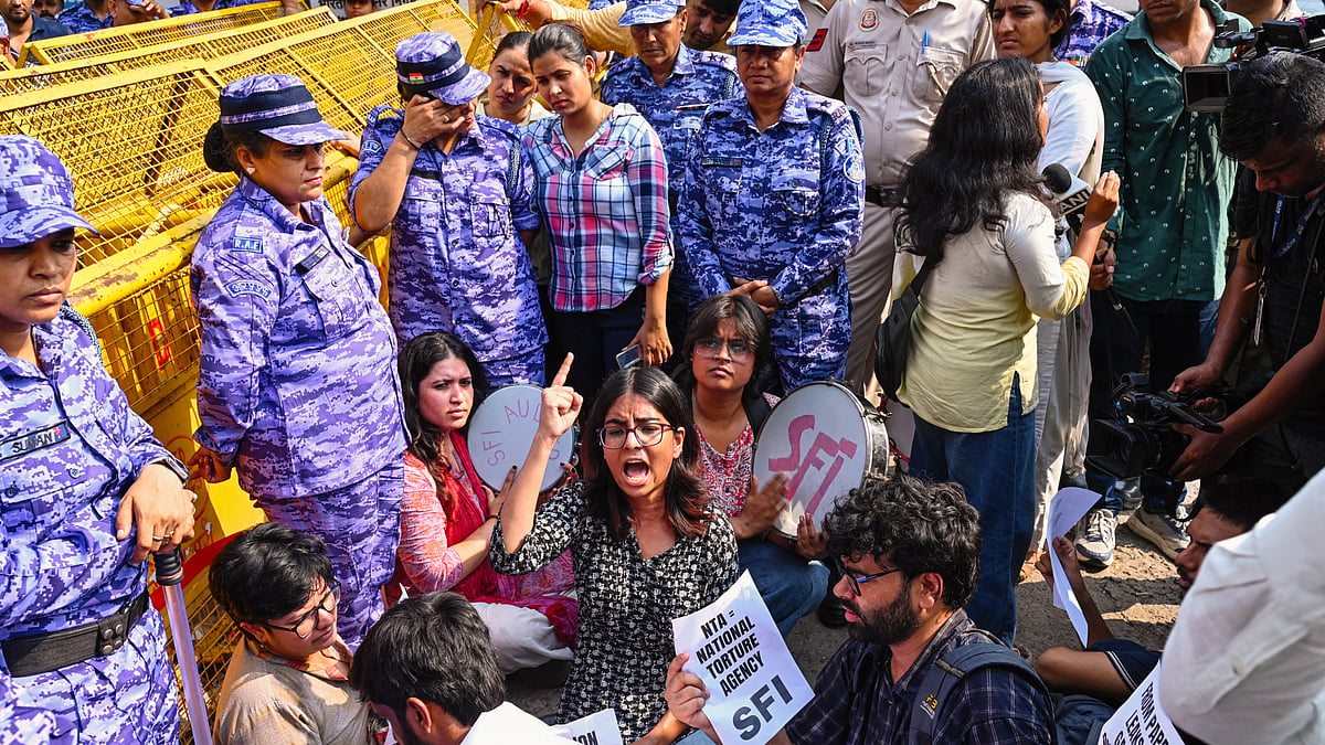 An SFI protest outside the NTA HQ in New Delhi, 6 July