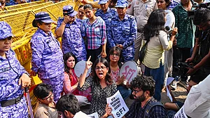 An SFI protest outside the NTA HQ in New Delhi, 6 July