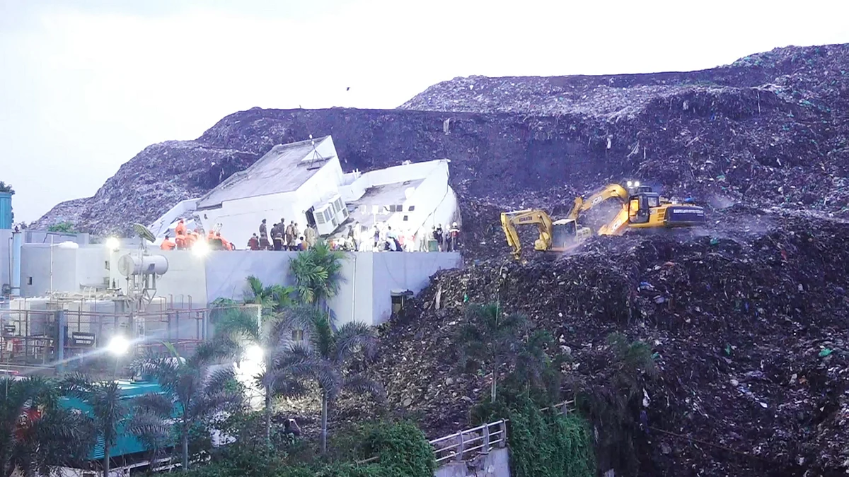 The three-storey building was located within a waste-to-energy plant.