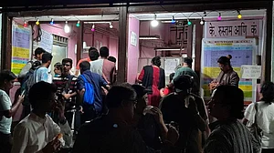 Customers gather outside Mumbai’s iconic K Rustom ice cream parlour.