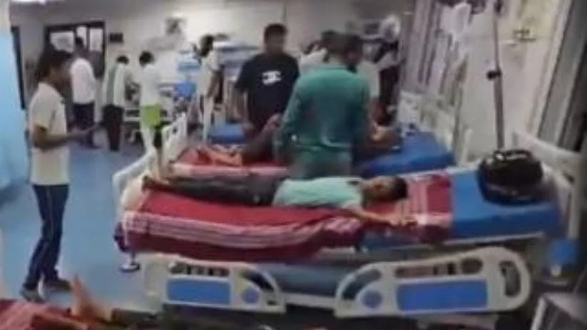 Students get first aid at Primary Health Centre in Dandoti.