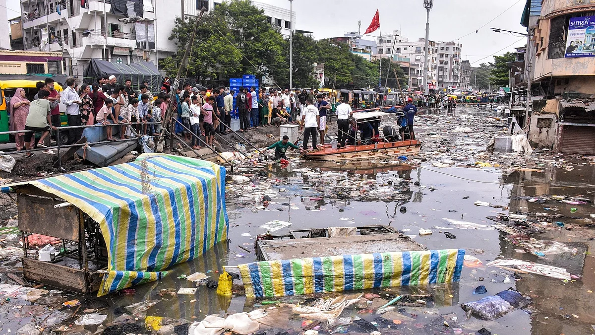 A flooded locality in Surat