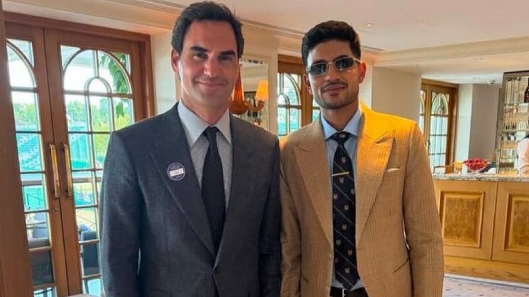 Shubman Gill caught up with Roger Federer at the Wimbledon on Friday