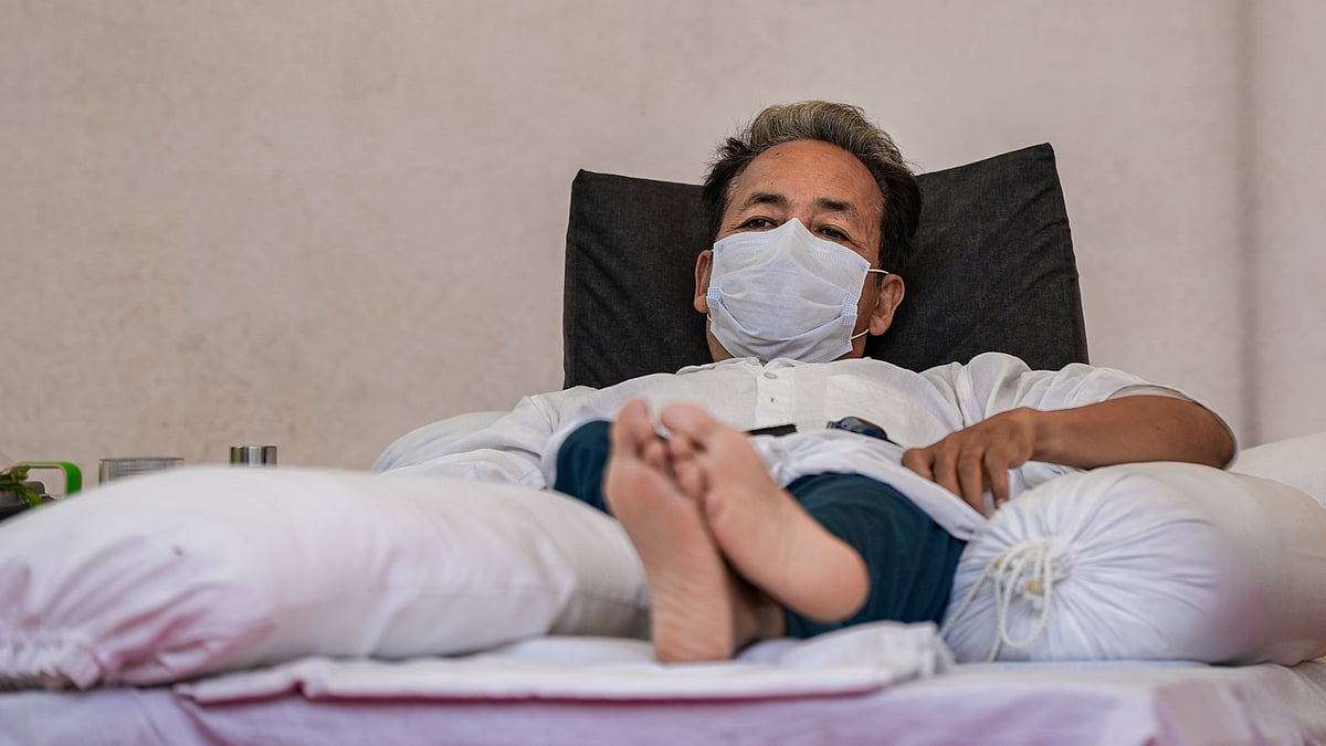 Sonam Wangchuk during his indefinite hunger strike in New Delhi.