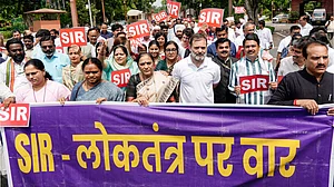 File photo of an INDIA bloc protest against SIR on 25 July 2025