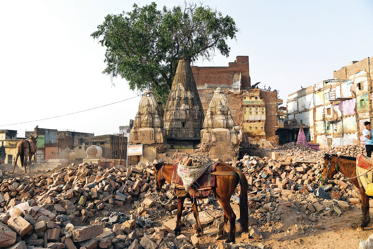 Old buildings demolished to create a passage to the ghats in Varanasi
