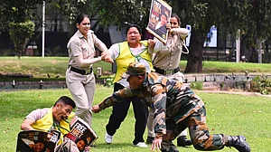 A Tibetan Youth Congress protest outside Delhi's Chinese embassy against the Ethnic Unity Law, 7 July