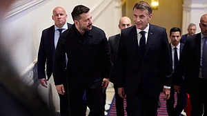 Volodymyr Zelenskyy with Emmanuel Macron in Paris on 13 July
