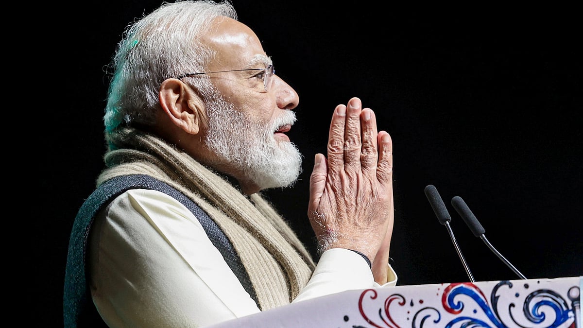 Narendra Modi addresses an Indian community event, in Auckland, New Zealand.