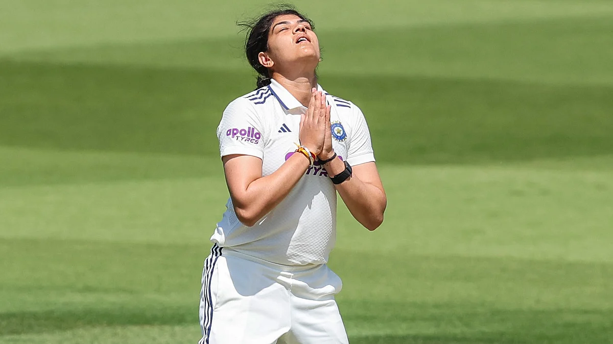 India’s Yastika Bhatia celebrates her century during the one-off Test against England at Lord’s.
