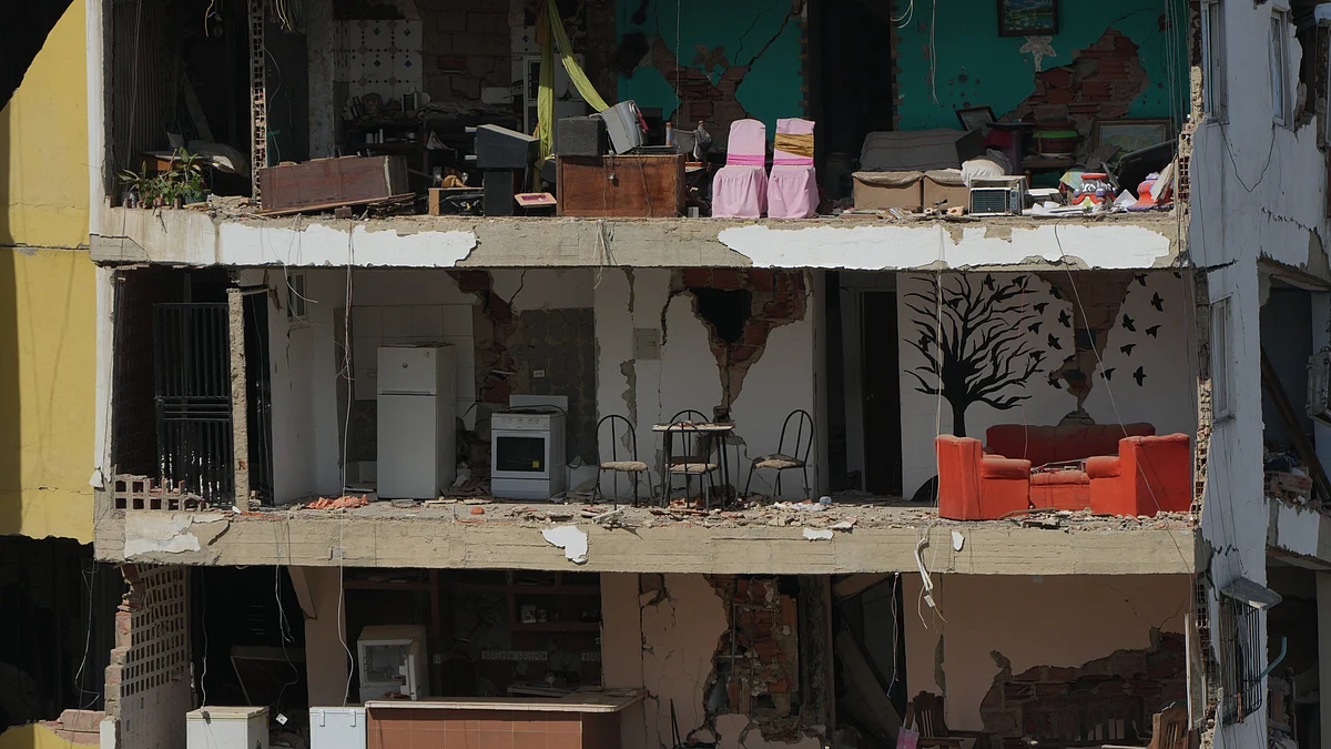 An earthquake-damaged apartment in La Guaira, Venezuela.