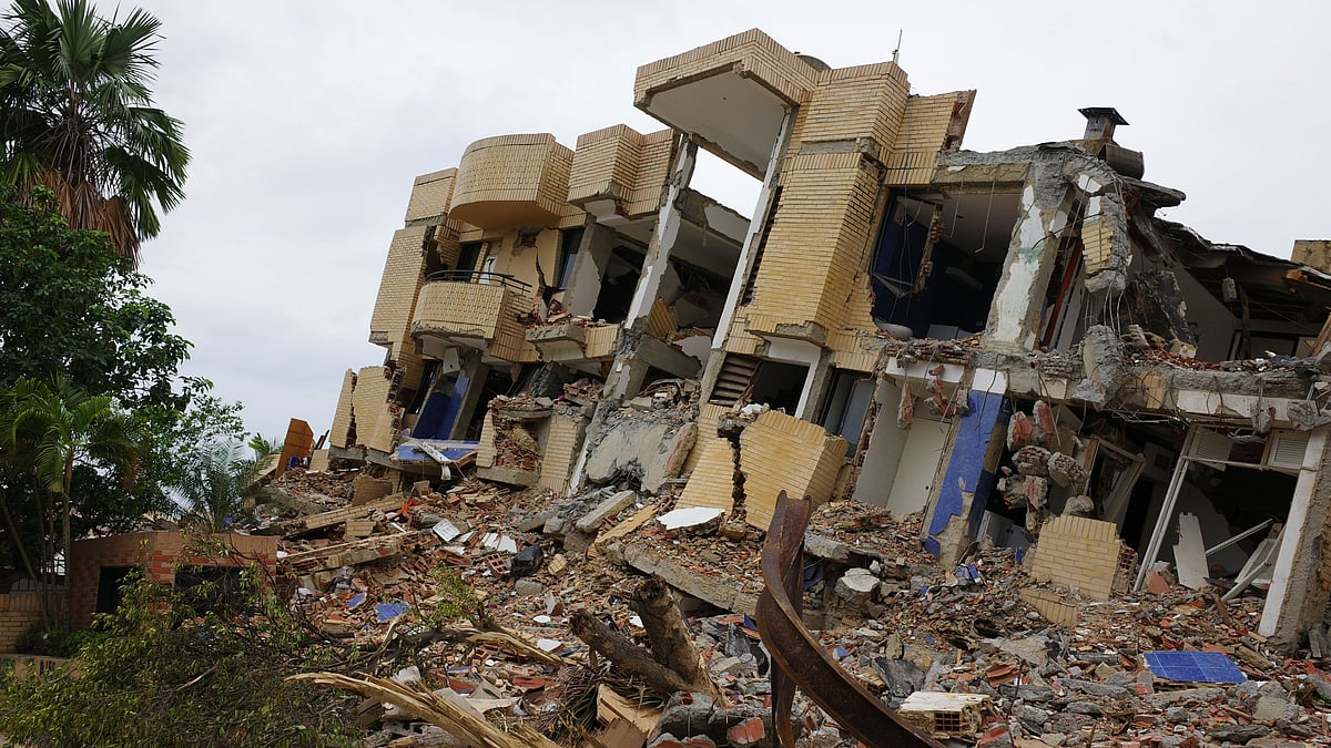Rubble of a collapsed building in Venezuela.
