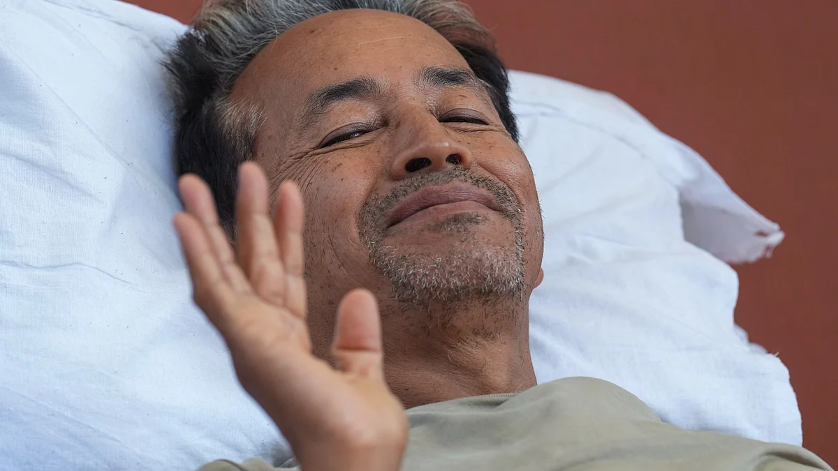 Sonam Wangchuk on a hunger strike at Jantar Mantar in New Delhi.