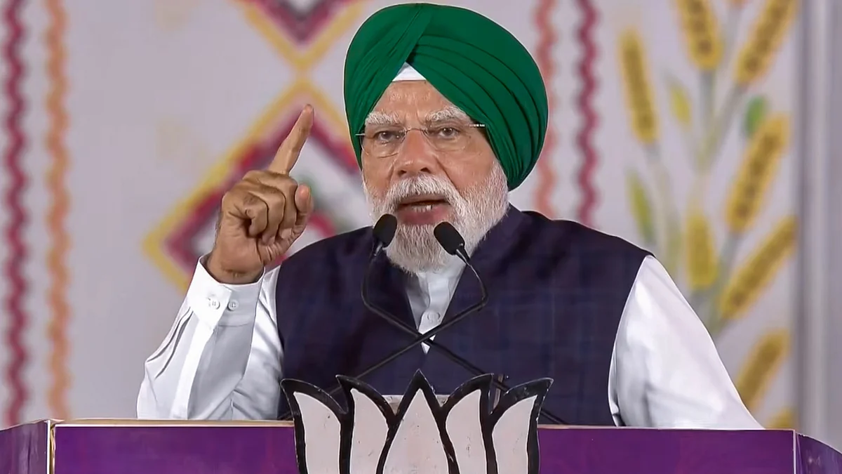 PM Narendra Modi addresses a public meeting in Jalandhar, Punjab