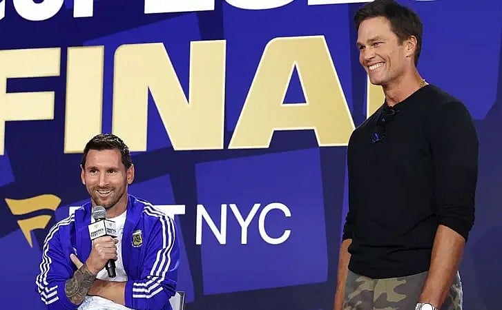 Messi with NFL legend Tom Brady at a FIFA promotional event