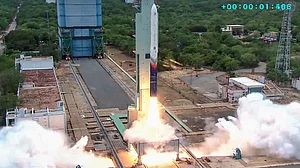 Vikram-1 Test Flight-1 lifts off from the Satish Dhawan Space Centre in Sriharikota