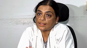 Head of medicine Dr Manisha Bais Thakur addresses the media in New Delhi.