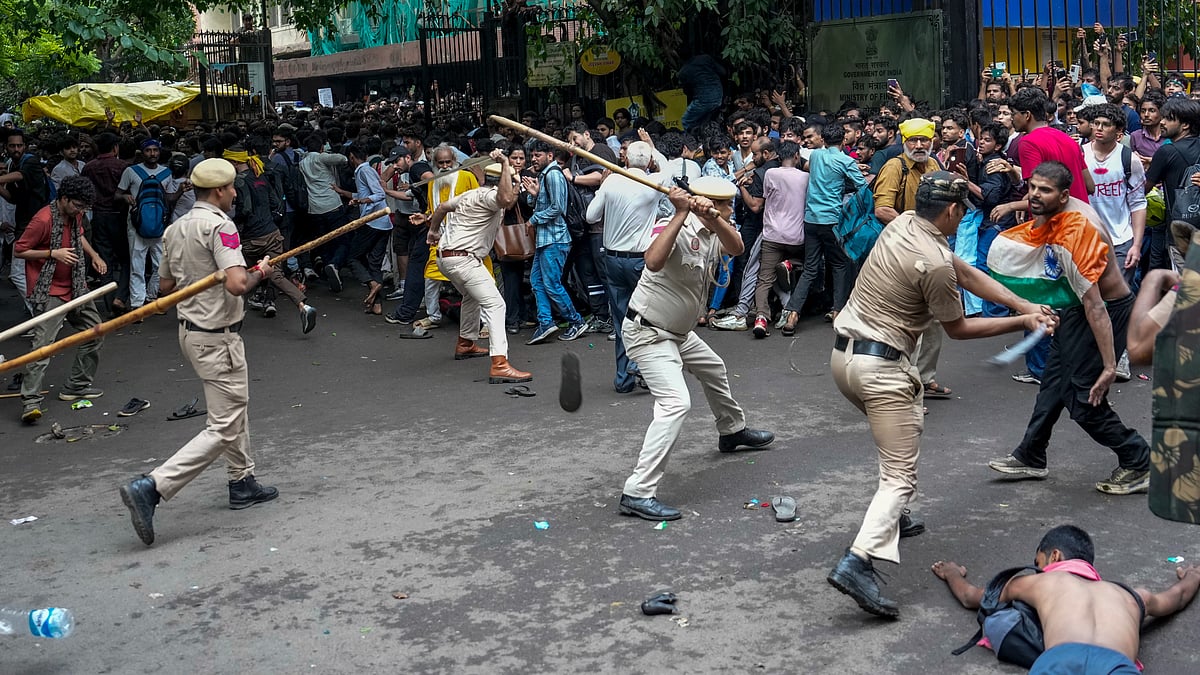 The march was stopped near Parliament Street.