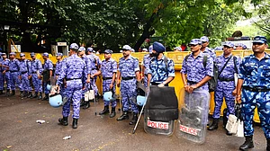 Security arrangements at Jantar Mantar on 21 July, the day after the Delhi protests