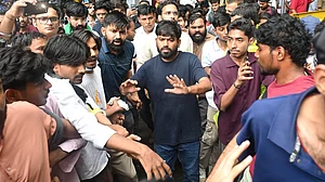 Abhijit Dipke still at Jantar Mantar in New Delhi on Tuesday.