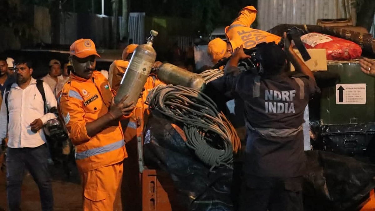 Rescue teams search for trapped workers in Sikkim’s Namchi district.