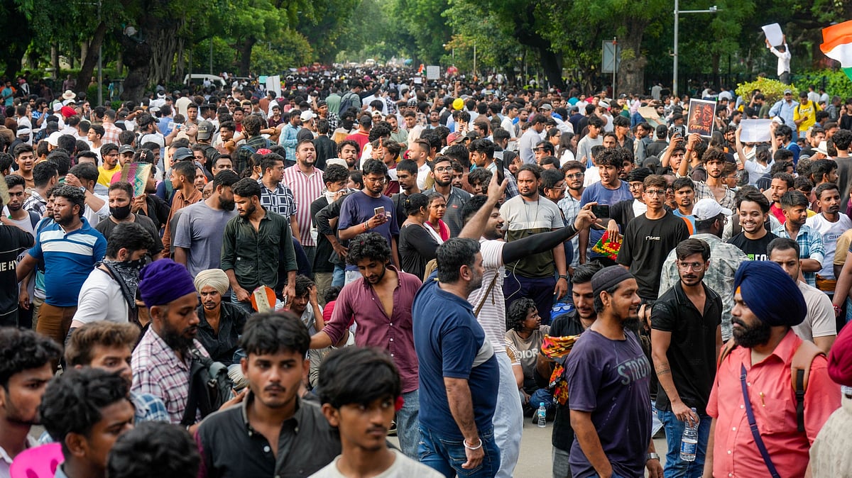 The scene at Jantar Mantar on the evening of 22 July