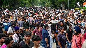 The scene at Jantar Mantar on the evening of 22 July