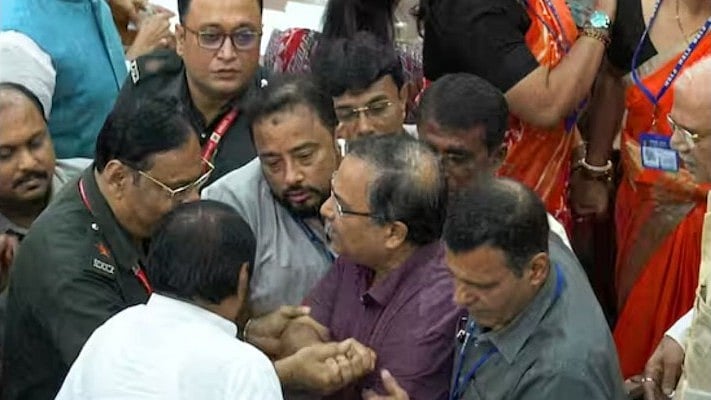 Kunal Ghosh being taken out of Bengal assembly.