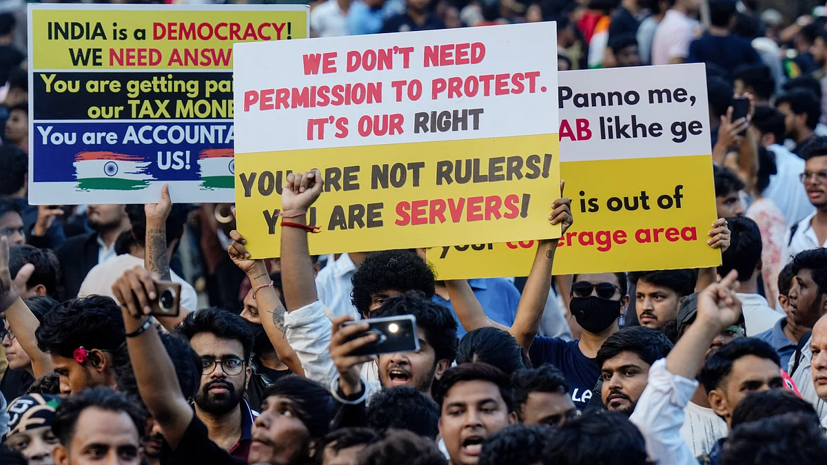 Snapshot of a section of protesters in Jantar Mantar