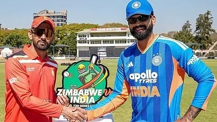Rival captains Shreyas Iyer and Sikander Raza at the photo call       in Harare