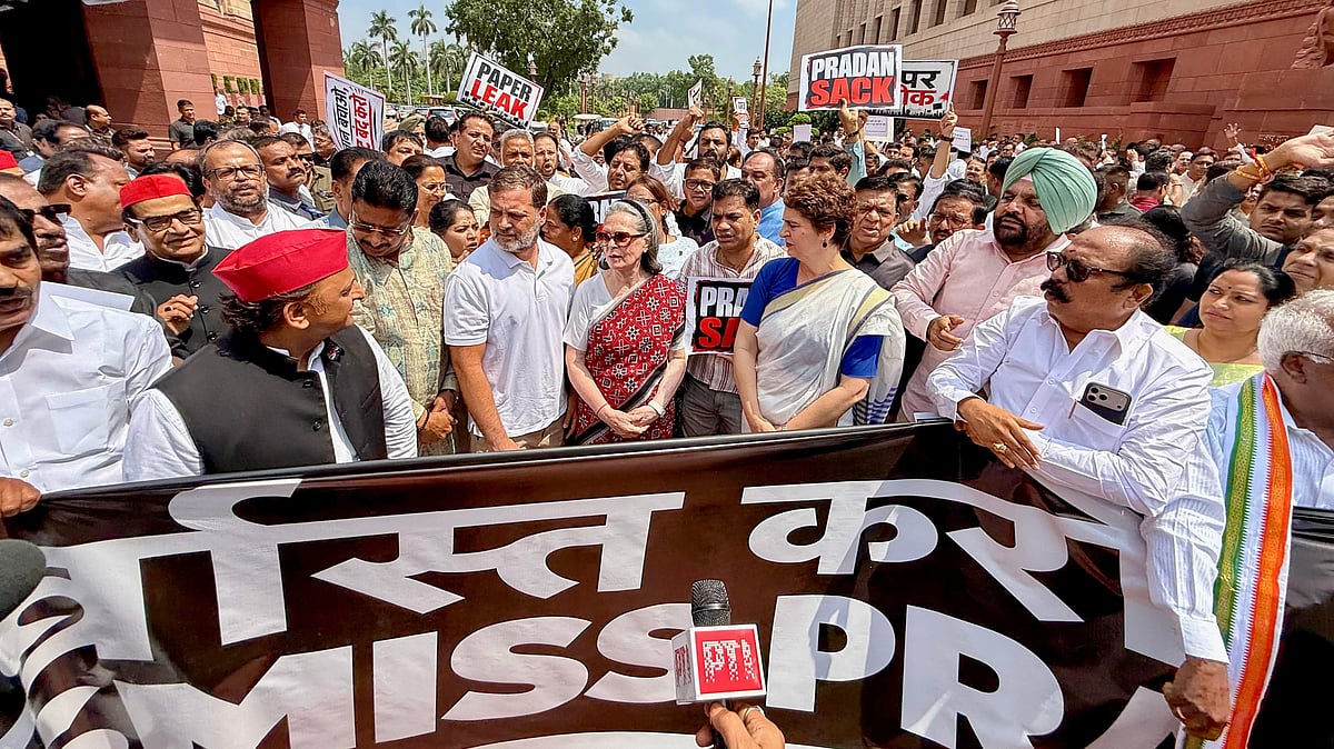congress and other Opposition party leaders at Parliament House on 23 July