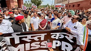 congress and other Opposition party leaders at Parliament House on 23 July