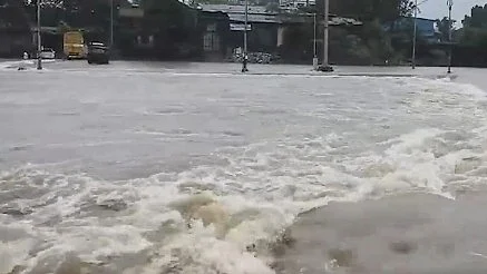 Kalu River rises sharply amid relentless rainfall.