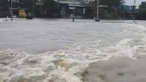 Kalu River rises sharply amid relentless rainfall.
