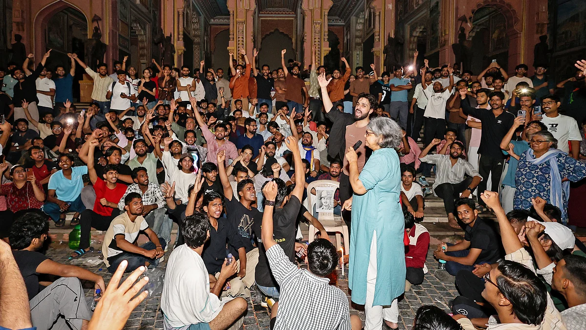 A protest in Jaipur in support of the ongoing youth agitation in Delhi, 23 July