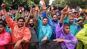 CJP protesters at Jantar Mantar, New Delhi.