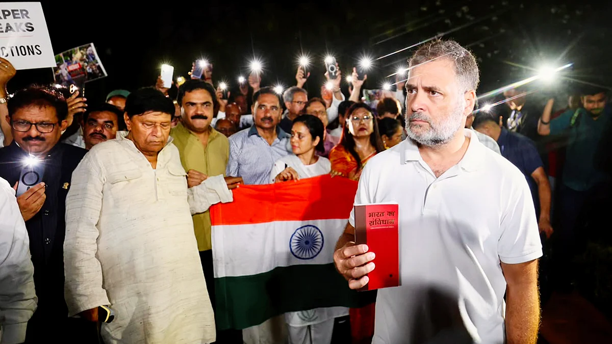 Rahul Gandhi and INDIA bloc MPs pay homage to students who took their lives due to paper leaks, 23 July