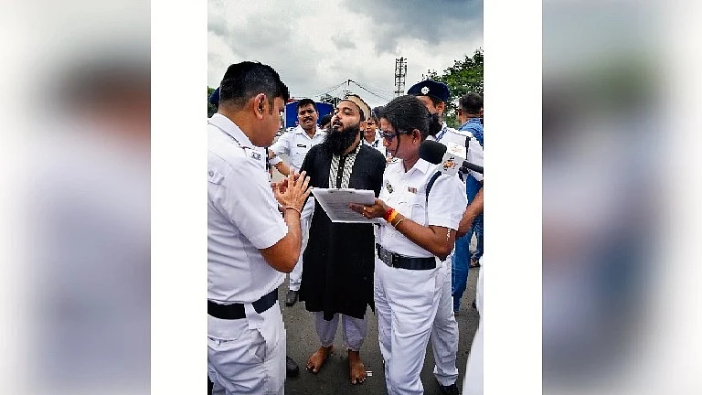 One of the accused paraded by Kolkata Police